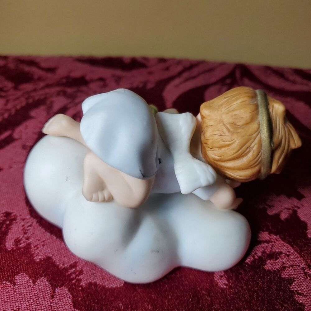 1986 Franklin Mint Almost Angels Seek And You Will Find Porcelain Angel Turtle - Picture 3 of 6